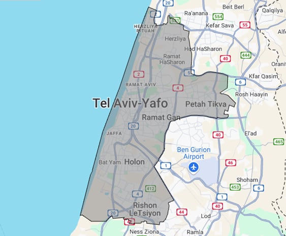 מפת גוש דן